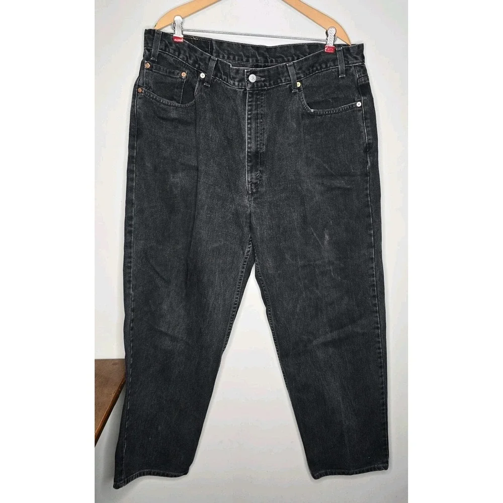 Vintage Levis 550 Jeans Men's 42x30 Black 90s Made in MEX Relaxed Fit